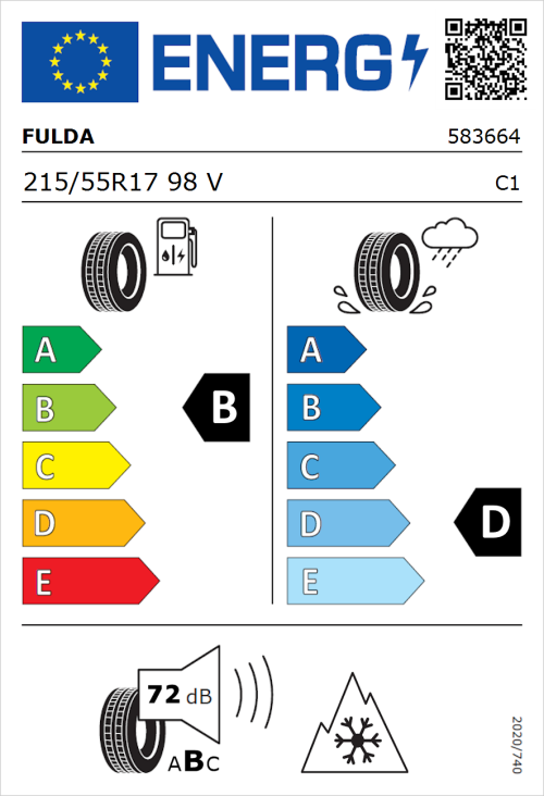 Tyre Label for Fulda MultiControl 215/55R17 98V